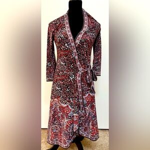NWOT Floral Wrap Dress - Red and Black